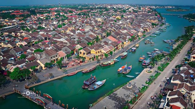 The ancient town of Hoi An is captured from above. Photo by VnExpress/Vo Rin